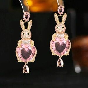 - - - 18KGP bunny earrings